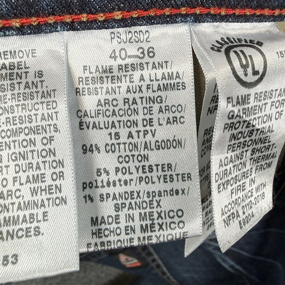 Bulwark FR Jeans Mens 40x36 PSJ2SD2 Flame Resistant Stretch Denim Work Pants - Picture 8 of 11